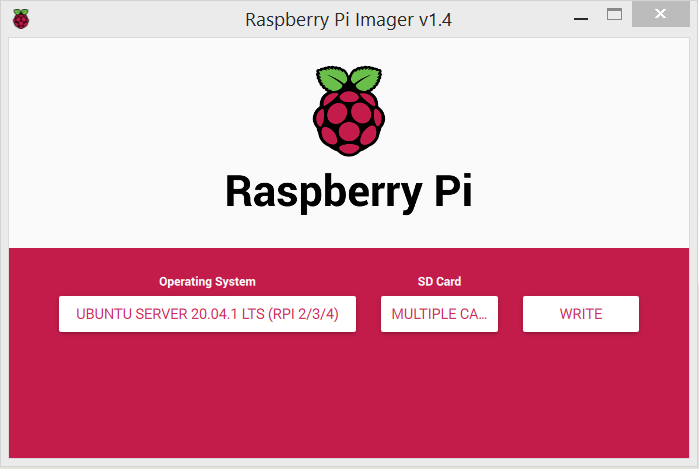 Raspberry Pi imager ready to write