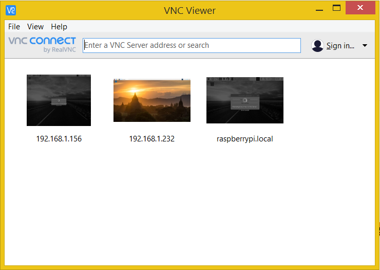 VNC Viewer main screen