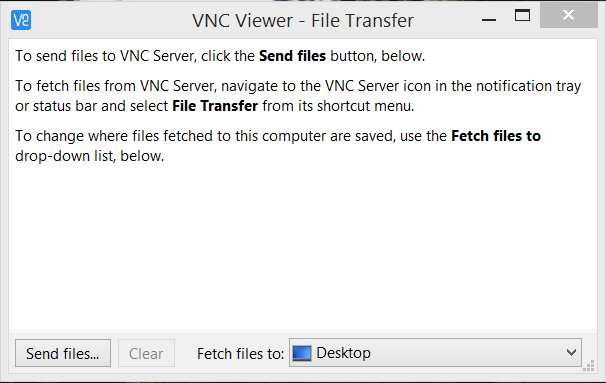 VNC Viewer file transfer screen