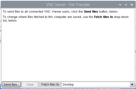 VNC Server file transfer screen