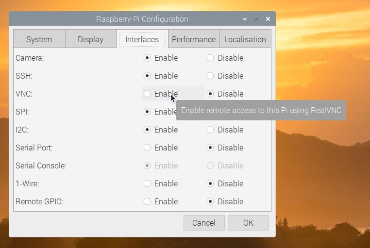 enable vnc through ssh raspberry pi