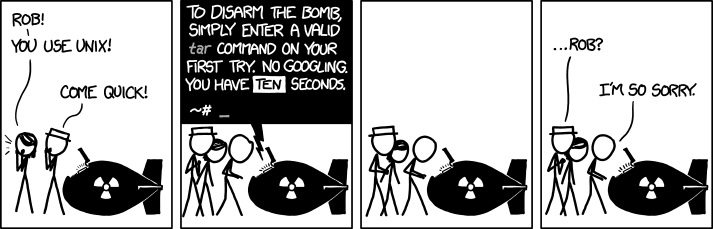 Aby rozbroić bombę, po prostu wpisz poprawną komendę tar przy pierwszej próbie. Masz 10 sekund.