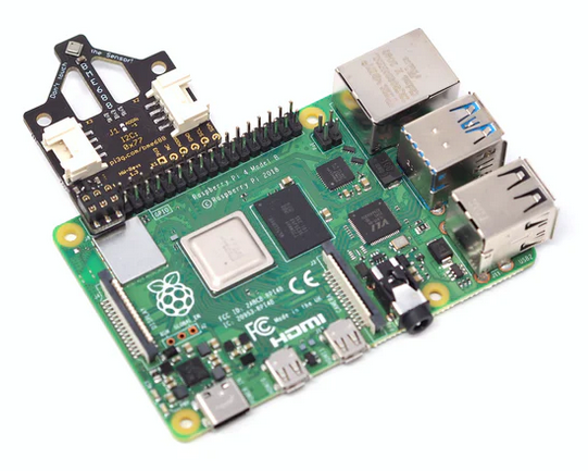 A BME688 board attached to a Raspberry Pi